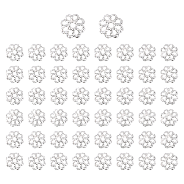 Bead Silver Tone Flower Bead Caps for Jewelry Making(About 500pcs)