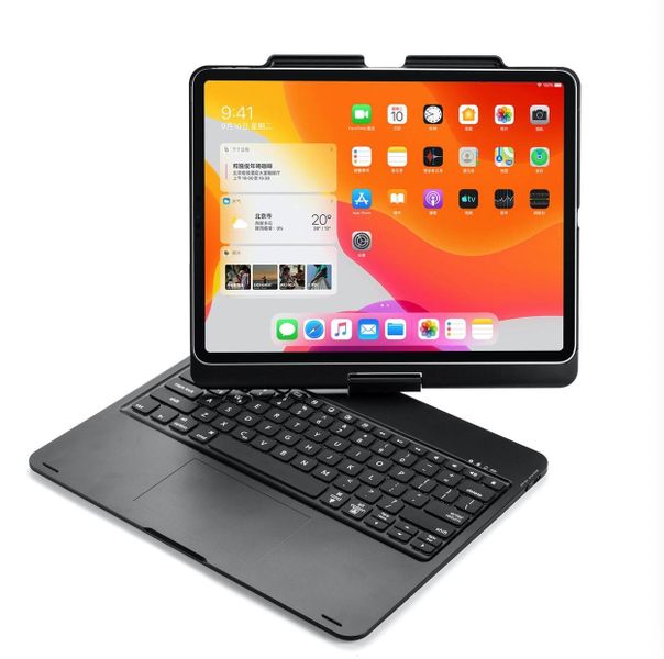TUFF-LUV Pro-Elite Bluetooth Clam Shell keyboard Shell Case with Touchpad for Apple iPad Pro 12.9" 2018-2021 (Pen holder &amp; Backlit Keyboard) - Black