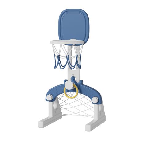 Kids Basketball Hoop with Ring & Soccer Goal Frame Blue Image