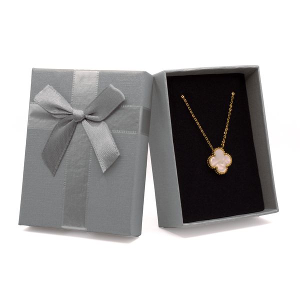 Lucky White Clover Leaf Chain Necklace And Gift image