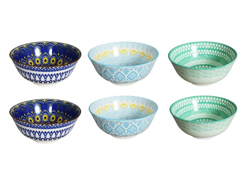 Ethnic Bowl 17.78cm 3 Assortments - 6 Pack