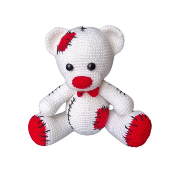 Scruffy Teddy - White and Red