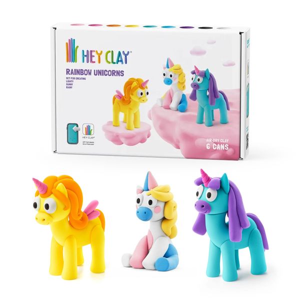 Hey Clay: Modelling Air-Dry Clay with Fun Interactive App: Unicorns, 6 Cans
