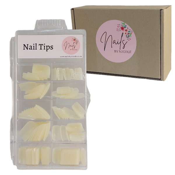 Nails by Nicole - Medium Full Cover Square Nail Tips - Natural - 100 Pieces