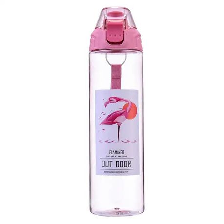 Pink Glitter Flip Straw 550ml Water Bottle, New Look