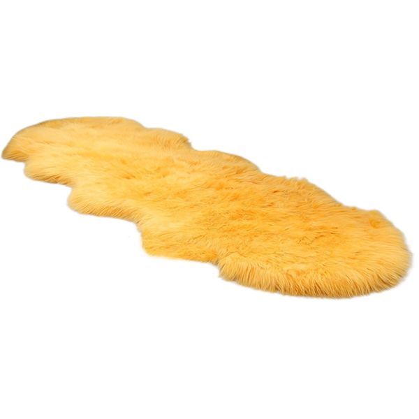 HIDECO Long Pile Soft Non-Slip Faux Sheepskin Rug Mustard Yellow 60x180 cm