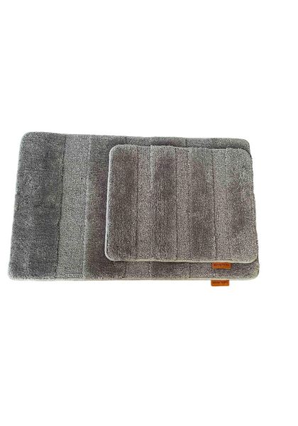 Grey Polyester Rectangular Bath Mat