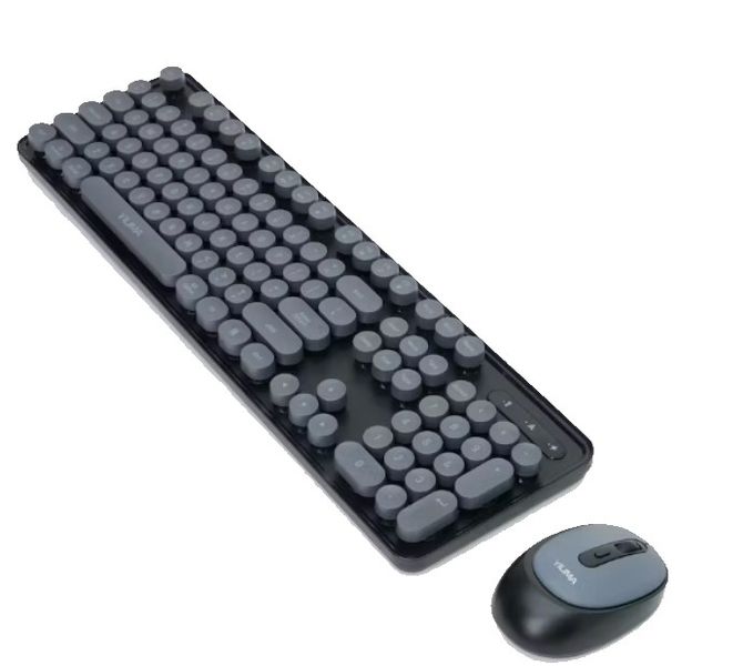 Wireless 3-Mode Mouse &amp; Circular Punk Theme Keys Keyboard - Black/Pink/Blue