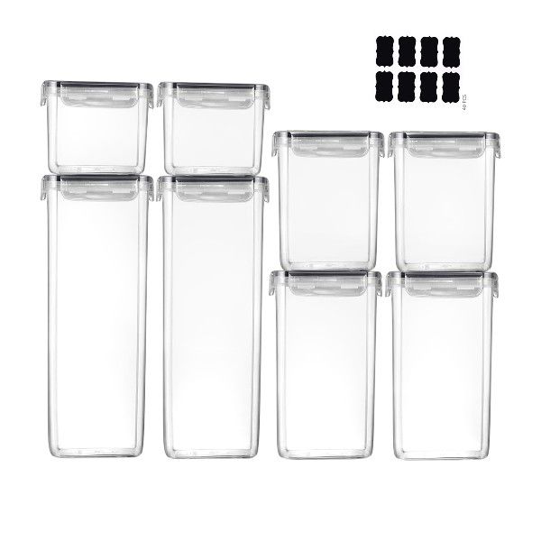 1500g 8-Piece Airtight Food Storage Container Set - Transparent