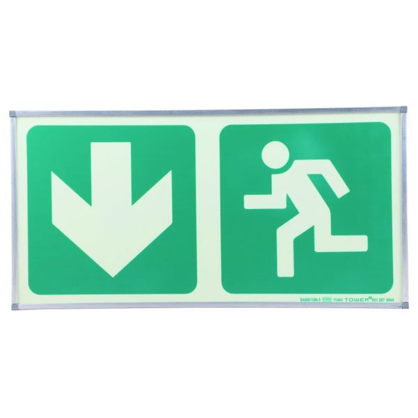 Tower Photoluminescent Arrow Down &amp; Running Man Sign 190 x 380mm