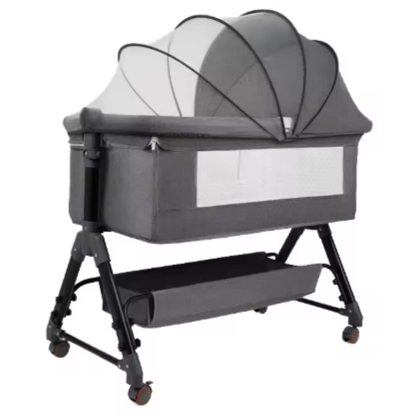 Baby Cot Bedside Sleeper with Canopy &amp; Storage - Portable Infant Crib