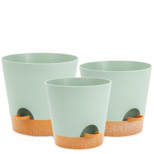 3PCS Self-Watering Planters with Removable Drainage Tray - 25cm, 23cm, 20cm