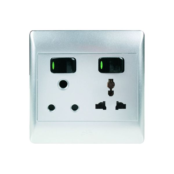 ACDC - 1x16A With 10A Multi Socket Outlet 4x4 C/W Silver Cover