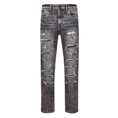 Black ripped tapered top jeans mens