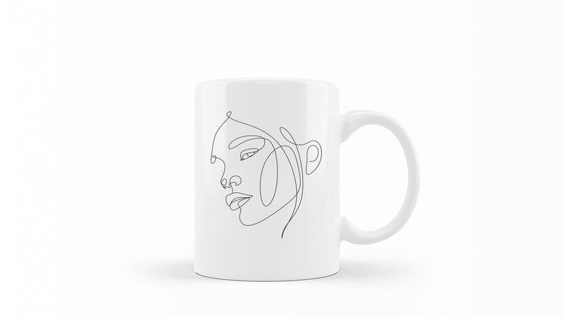 Designer Line Art Coffee Mug - Beauty 15