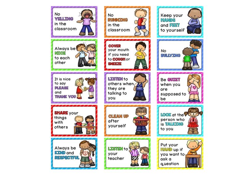 15 Pcs A4 Size Classroom Rules Educational Posters for Preschool, Homeshool