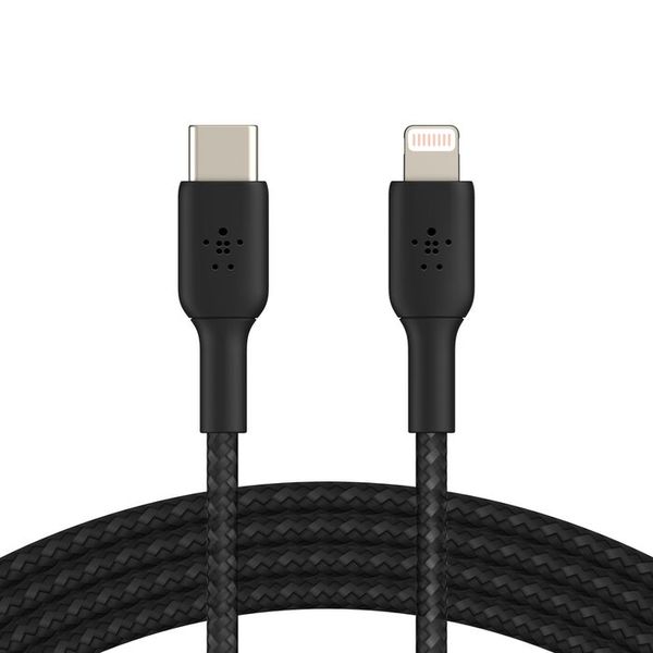 Belkin BoostCharge USB-C Braided Cable with Lightning Connector, 1M, Black