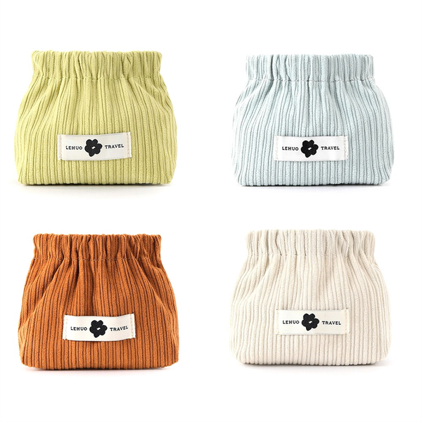 Corduroy Elastic Hair Tie Organizer, Corduroy Elastic Storage Bag