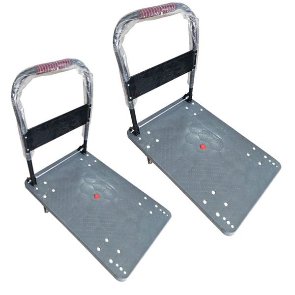 Heavy Duty Plastic Platform Cart Trolley 300Kg Capacity Grey 2 pack