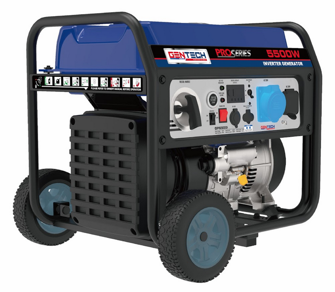 Gentech 5.5kVA Digital Pure Sine Wave Petrol Inverter Generator - Blue