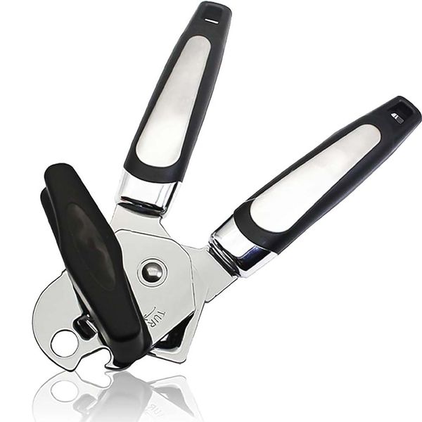 Manual Tin Can Opener Tin Opener - Black, Easy Grip Handle