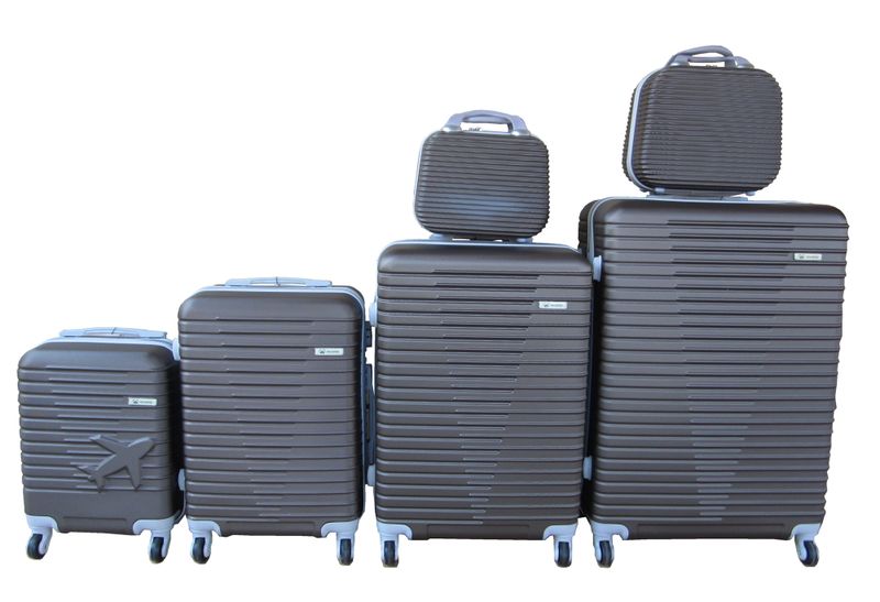 6 Suitcases Travel Trolley Luggage Set - Dark Brown