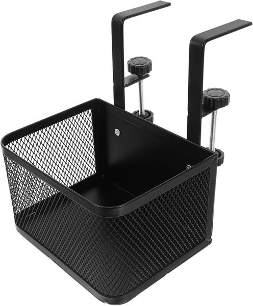 Desk Drawer Organizer Clamp-On Storage Basket for Office Metal Wire Cable