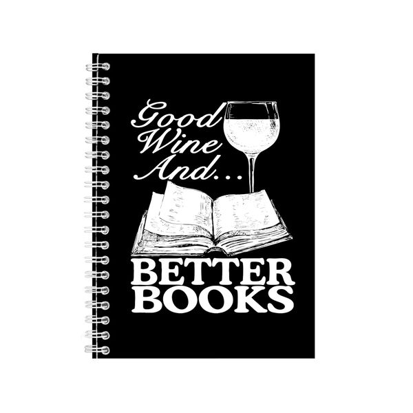 Wine And Books Notebook Gift Idea Writing Book Notepad Pad 35