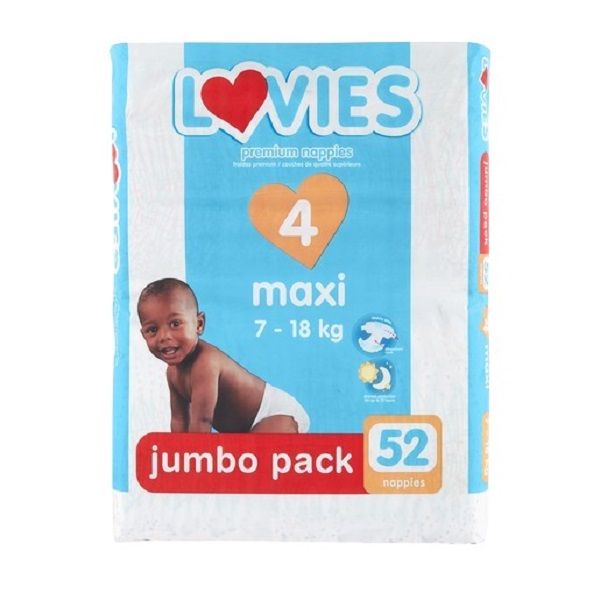 Lovies - Premium Maxi Size 4 Jumbo Pack Nappies 52's x 2