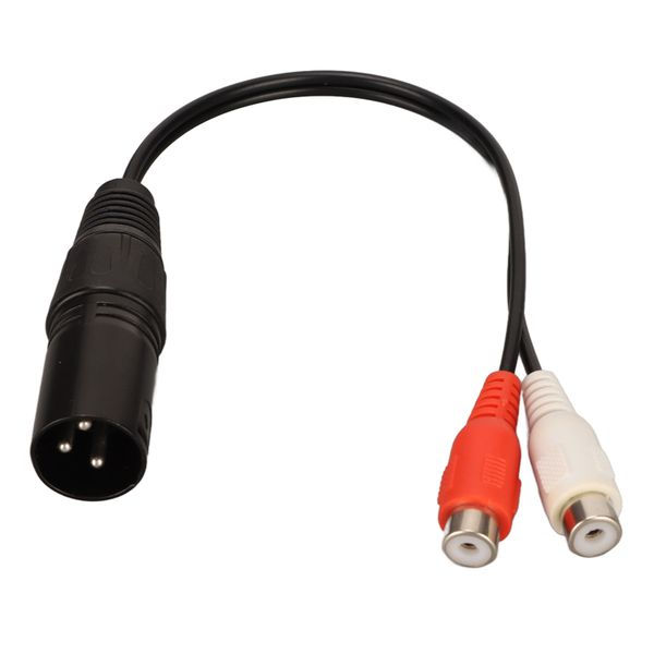 XLR Male to 2 RCA Female Y Splitter Cable 3 Pin 0.6 Feet Sound Cord Adapter