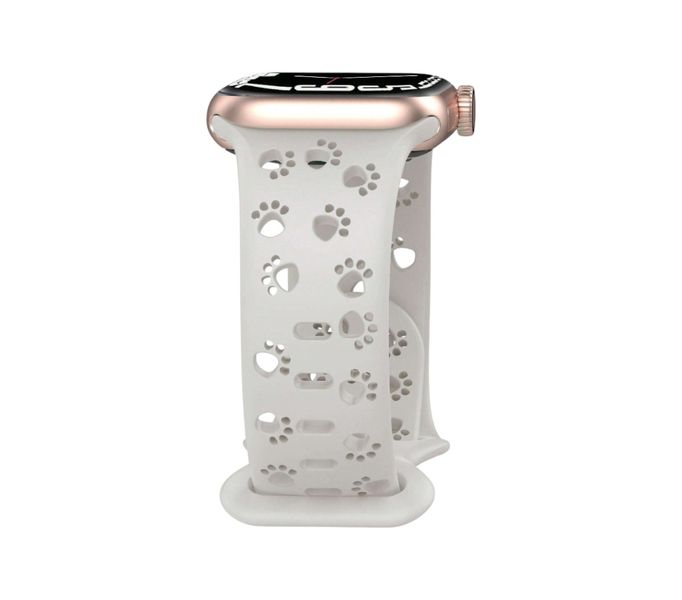 Silicone Compatible Apple Watch Band With Cute Paw Print - Starlight
