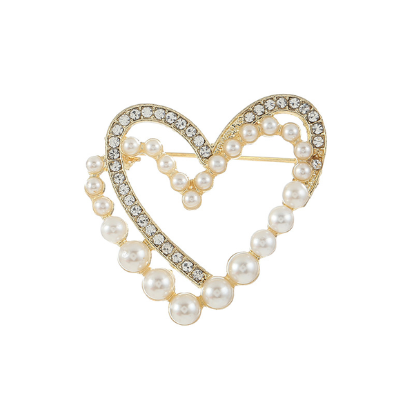 New Couple Pearl Love Brooch Temperament Korean Exquisite Heart-To-Heart