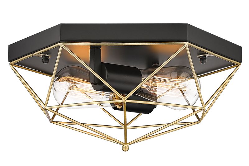 Bright Star Black Ceiling Fitting with Gold Geometric Bars - CF439