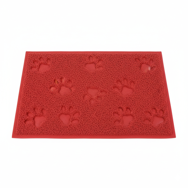 Red Pet Litter Catcher Mat - Traps Litter, Protects Floors, Easy Clean