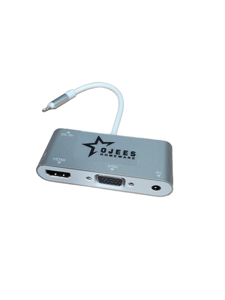 Ojees Homeware Lightning to HDMI/VGA/AV Adapter
