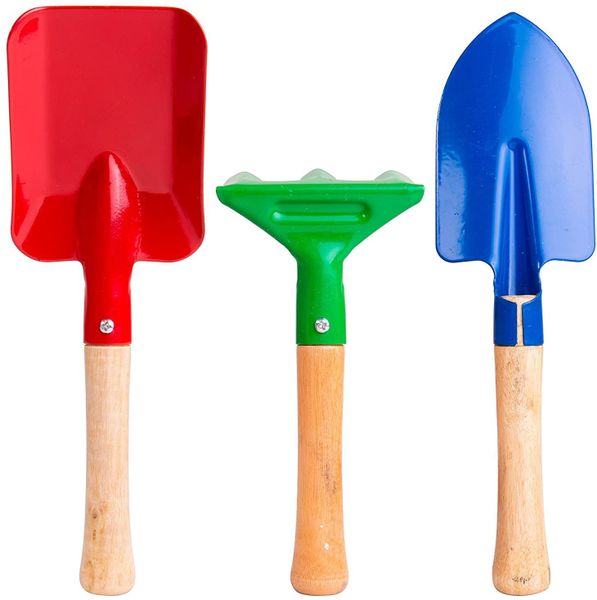 3-Piece Kids Garden Tools with Rake,Shovel and Trowel