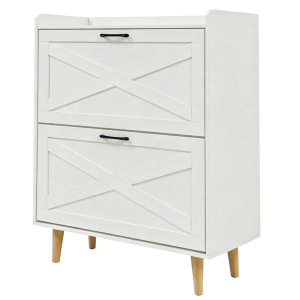 Shoe Rack Storage Cabinet Shelves Flip Drawers Freestanding Organizer