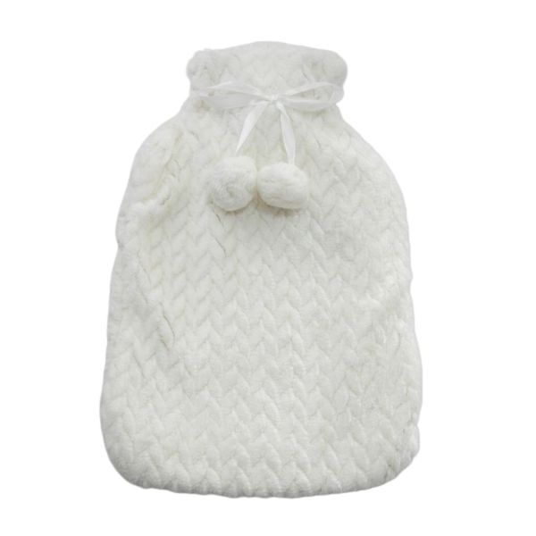 Home Classix Plush covered hot water bottle 2lt assorted - WHITE