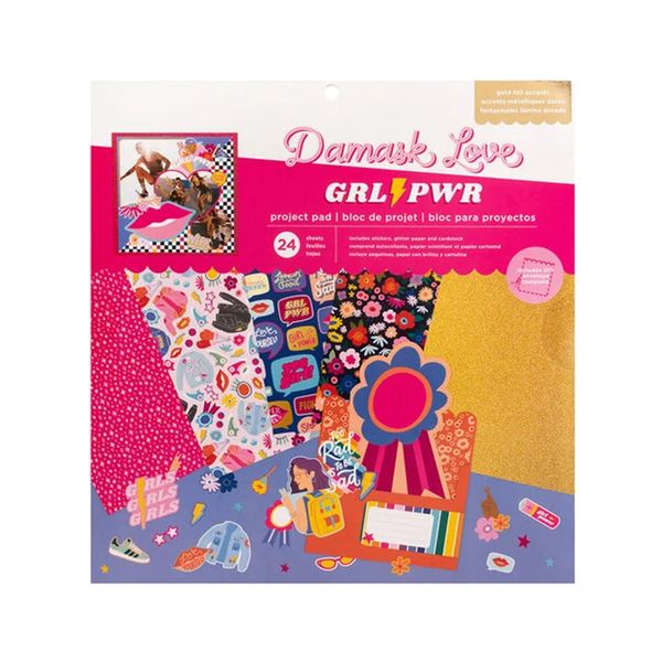 American Crafts Damask Love Girl Power 12x12 Project Pad