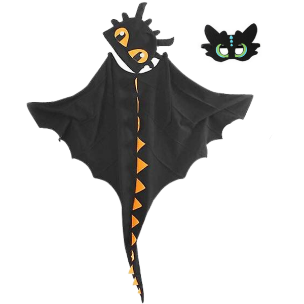Black Night Dragon Cape with Hat and Mask