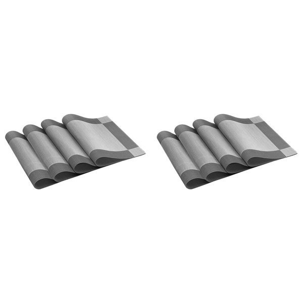 Placemat Crossweave Woven Non-Slip (4Pcs Placemats Silver-Gray)