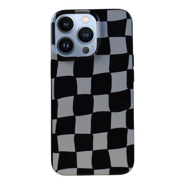 Checkered Phone Case Compatible With Phone 13 Pro Max - Black &amp; White