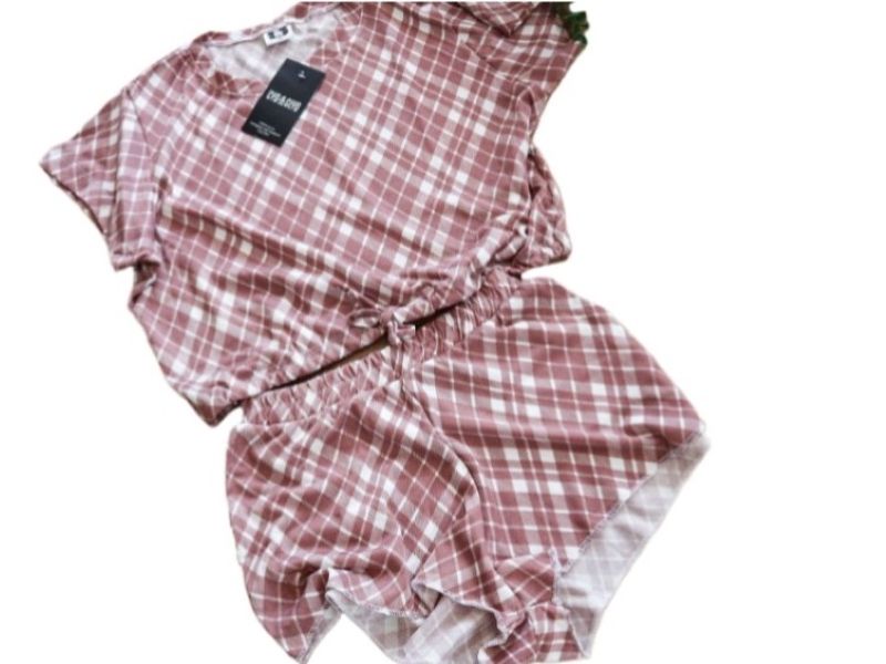 Cyd&amp;Clyd Women Mauve Plaid Cotton Pyjamas Set