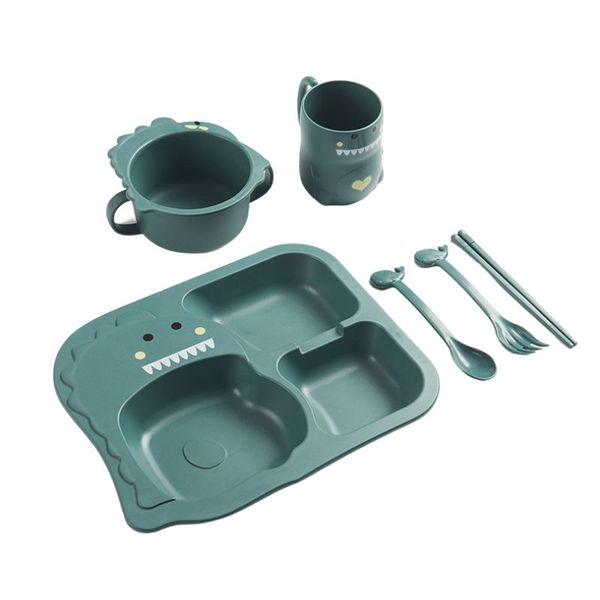iKids Green Dinosaur 6 Piece Dinnerware Set