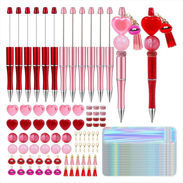 12 Pieces Valentine'S Day Beaded Pens Diy Pen Making Kit