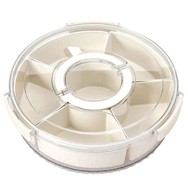 360 Rotating Plastic Snack Box Snack Plate with 6 Compartments