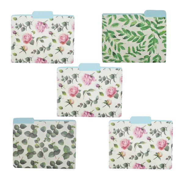 Stationery Decorative File Folders With Floral Designs 5pc (23cm) - Special