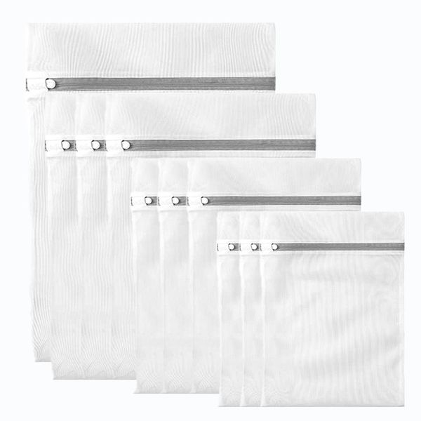 10 Pack White Laundry Bags for Delicates with Non Rust Zipper