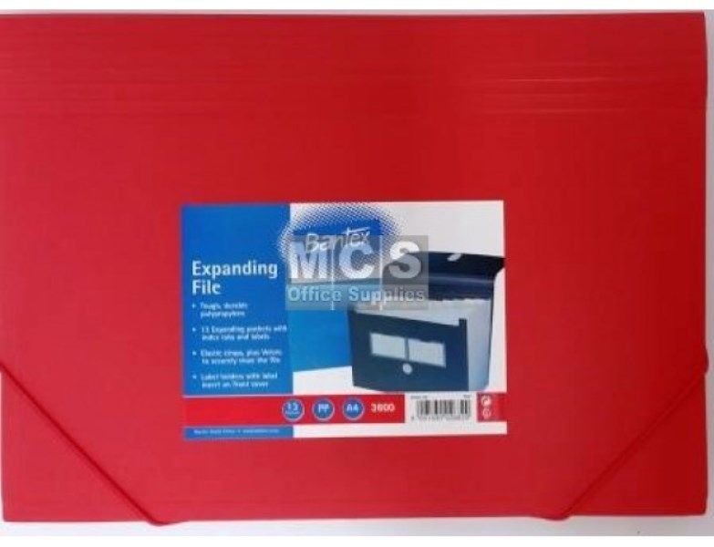 Bantex Expanding File 6 Partitions - Red