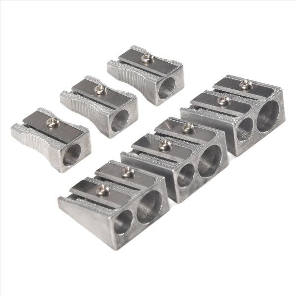 6 Pcs Metal Pencil Sharpeners, Single and Dual Hole Pencil Sharpeners Manua